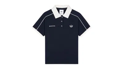 Pre-owned Adidas Originals X Sporty & Rich Pique Polo Shirt In Navy Blue/white