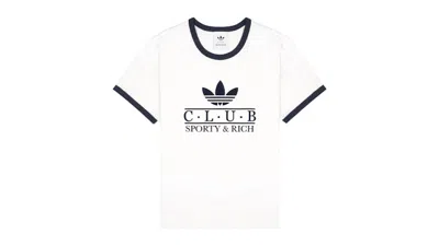 Pre-owned Adidas Originals X Sporty & Rich Ringer Tee Shirt In White/navy Blue