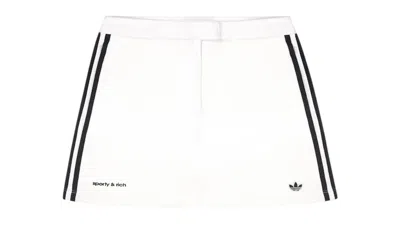 Pre-owned Adidas Originals X Sporty & Rich Skirt In White/navy Blue