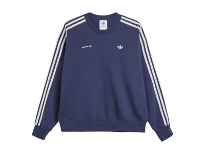 Pre-owned Adidas Originals X Sporty & Rich Women's Sweatshirt In Night Navy Blue