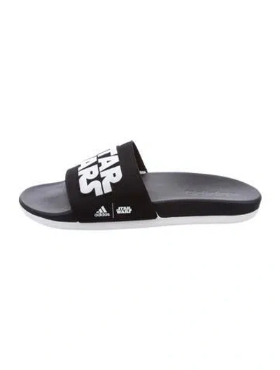 Pre-owned Adidas Originals X Star Wars Rubber Printed Slides W/ Tags In Black