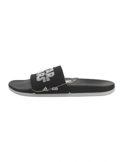Pre-owned Adidas Originals X Star Wars Rubber Printed Slides W/ Tags In Black