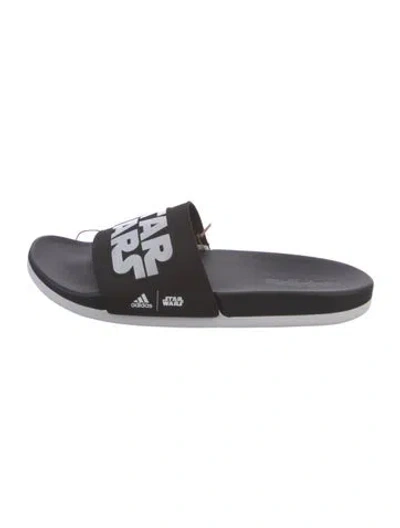 Pre-owned Adidas Originals X Star Wars Rubber Printed Slides W/ Tags In Black