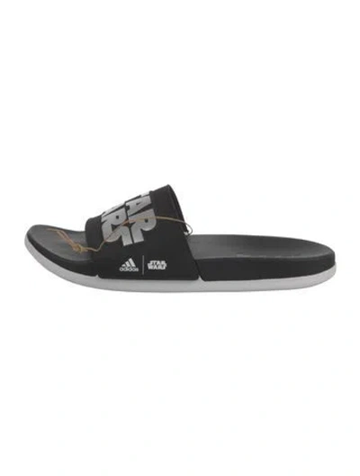 Pre-owned Adidas Originals X Star Wars Rubber Printed Slides W/ Tags In Black