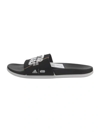 Pre-owned Adidas Originals X Star Wars Rubber Printed Slides W/ Tags In Black