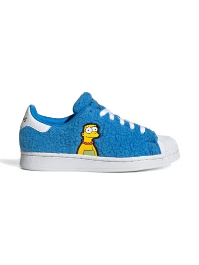 Adidas Originals X The Simpsons Marge Simpson Big Kid Superstar "cloud White/core Black/cloud White" Sneakers In Multi