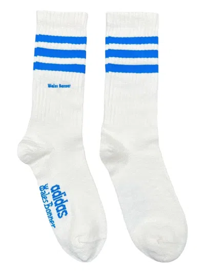 Adidas Originals X Wales Bonner 3-stripes Cotton Socks (pack Of Two) In White