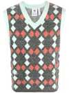Adidas Originals X Wales Bonner Argyle-check Knitted Vest In Multi