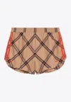 Adidas Originals Adidas By Wales Bonner Beige Shorts With Check Pattern In Cotton In Beige
