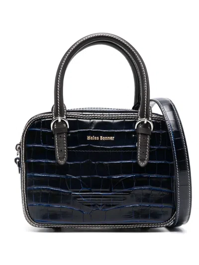 Adidas Originals X Wales Bonner Crocodile-embossed Tote Bag In Blue