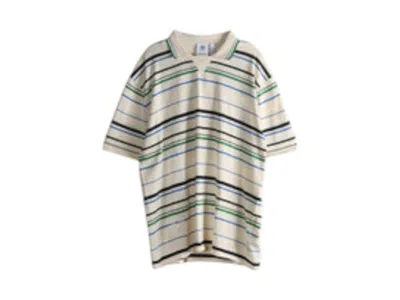 Pre-owned Adidas Originals X Wales Bonner Knit Polo T-shirt In Washed Black
