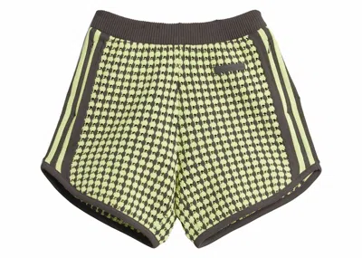 Pre-owned Adidas Originals X Wales Bonner Knit Shorts In Semi Frozen Yellow/night Brown