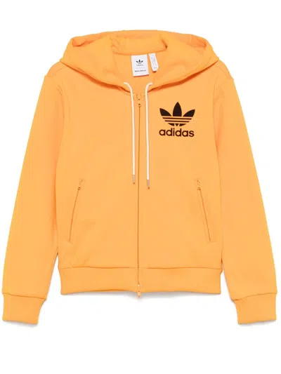 Adidas Originals X Wales Bonner Logo-flocked Hoodie In Orange