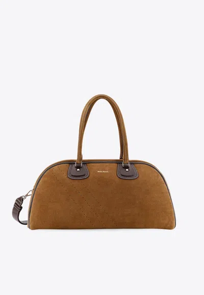 Adidas Originals X Wales Bonner Logo-stamp Suede Shoulder Bag In Black