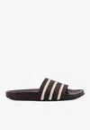 Adidas Originals Black Leather Wales Bonner X Adidas Adilette Slippers In Brown