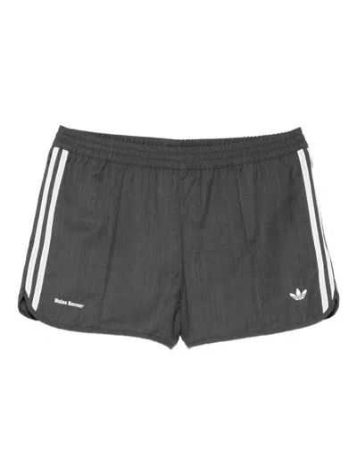 Adidas Originals X Wales Bonner Three-stripe Logo Shorts In Gray