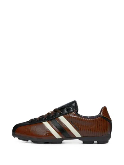 Adidas Originals X Wales Bonner Y-3 Field Lizard Lace-up Leather Sneakers In Brown
