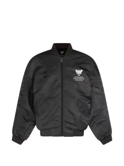 Adidas Originals Logo-embroidered Bomber Jacket In Black