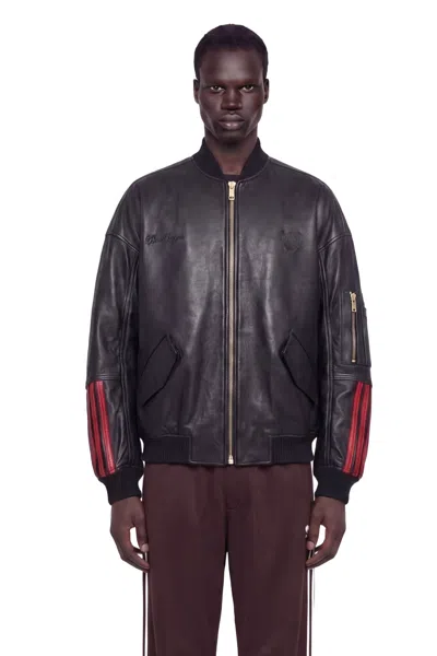 Adidas Originals X Willy Chavarria Leather Bomber Jacket In Black