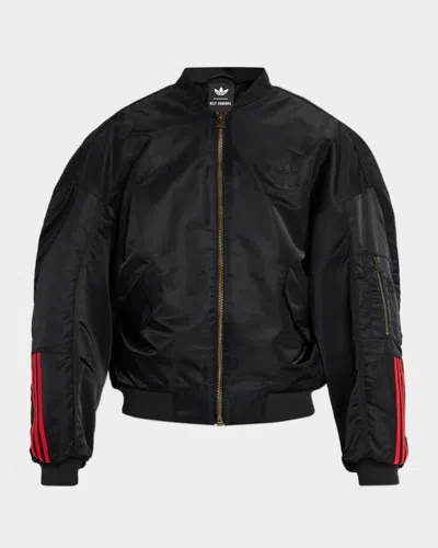 Adidas Originals X Willy Chavarria Satin Bomber Jacket In Black