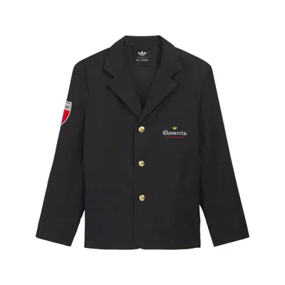 Adidas Originals X Willy Chavarria Players Logo-patch Button-up Blazer In Black