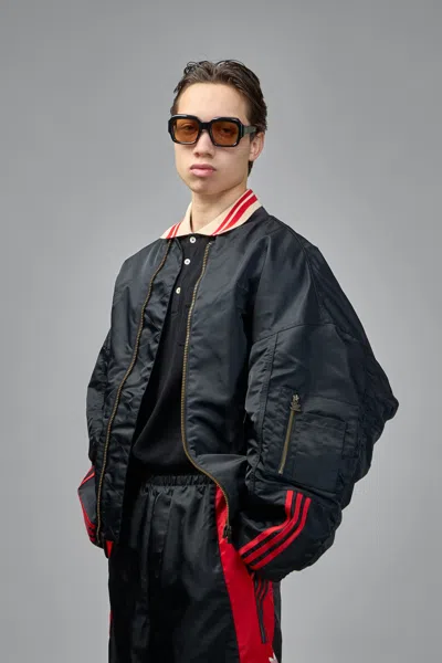 Adidas Originals X Willy Chavarria Satin Bomber Jacket In Black