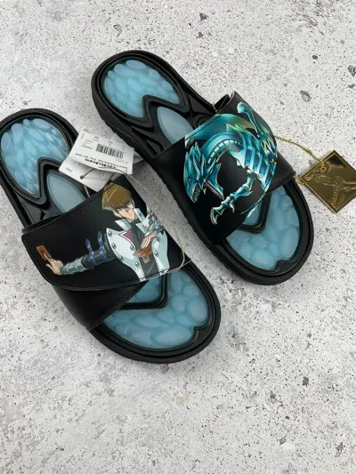 Pre-owned Adidas Originals X Yu-gi-oh Reptossage Slides Sandals In Black/blue