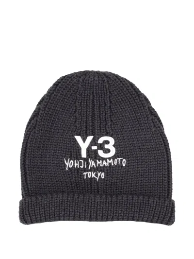Adidas Originals Y-3 Chunky Logo Detail Beanie In Gray