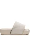 Adidas Originals Flatform Leather Slides In Neutrals