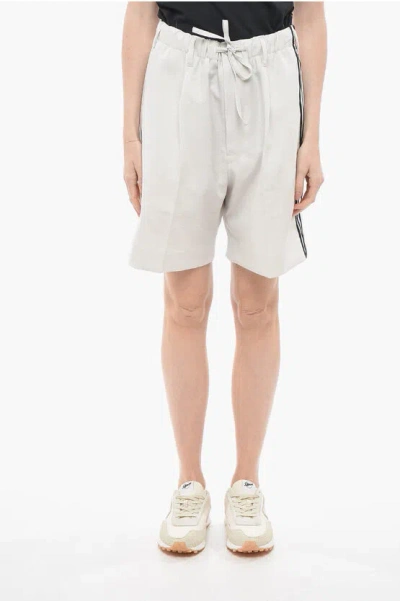 Adidas Originals Y-3 Yohji Yamamoto Single-pleat Unisex Shorts With Contrasti In White