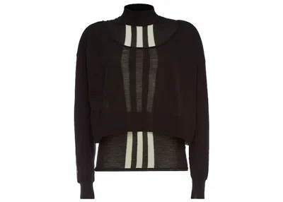 Pre-owned Adidas Originals Y3 Women Layered Knitted Crop Sweater In Black