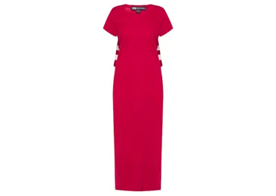 Pre-owned Adidas Originals Y3 Women Stripe Dress In Red/chili Pepper