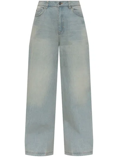 Adidas Originals Zip-detail Wide-leg Jeans In Blue