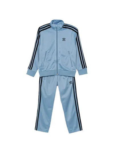 Adidas Originals Kids' Zip Striped Tracksuit In Blue