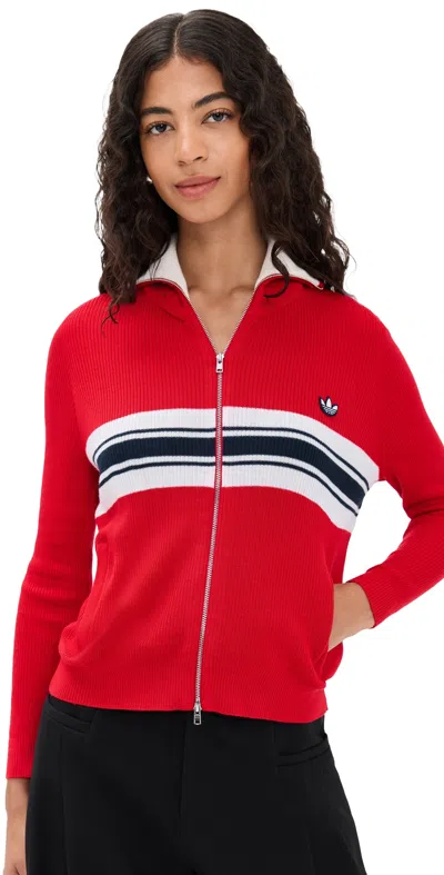 Adidas Originals Adidas X Wales Bonner X Wales Bonner Stripe-intarsia Knit Cardigan In Red