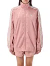 Adidas Originals Satin Ruffle 3-stripes Firebird Track Jacket In Pink