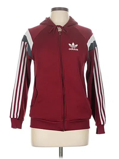 Pre-owned Adidas Originals Zip Up Hoodie In Burgundy