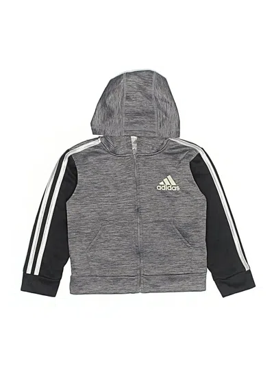 Pre-owned Adidas Originals Kids' Zip Up Hoodie In Gray
