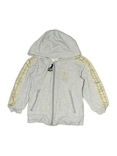 Pre-owned Adidas Originals Kids' Zip Up Hoodie In Silver