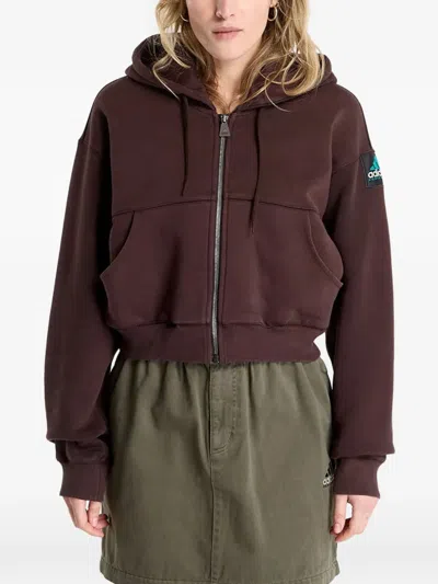 Adidas Originals Zipped Cropped Hoodie In Brown
