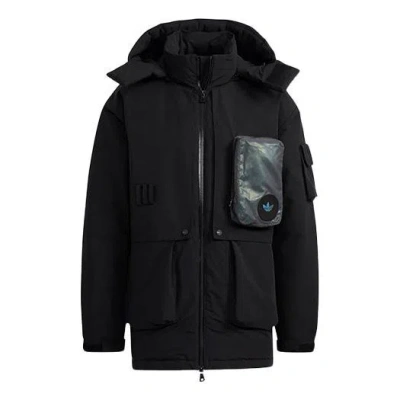 Adidas Originals Zipper Cardigan Hooded Down Jacket Black