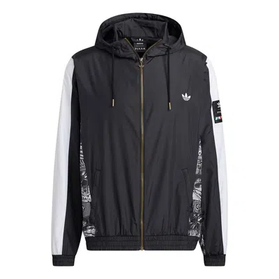 Adidas Originals Zipper Sports Hooded Jacket Black