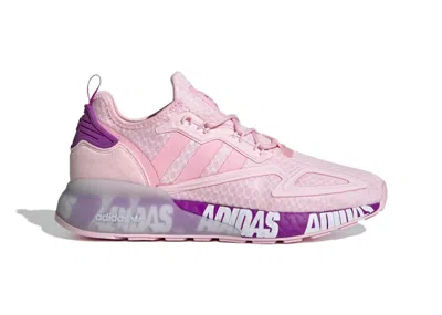Pre-owned Adidas Originals Zx 2k Boost Bold Logo Graphic Pink (women's) Sneakers In Clear Pink/true Pink/ultra Purple