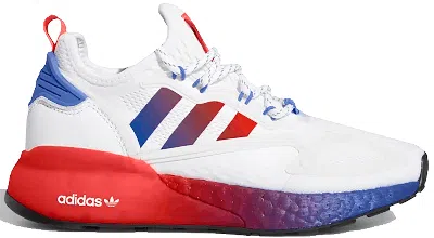 Pre-owned Adidas Originals Zx 2k Boost White Sneakers In Cloud White/solar Red/blue In Multi