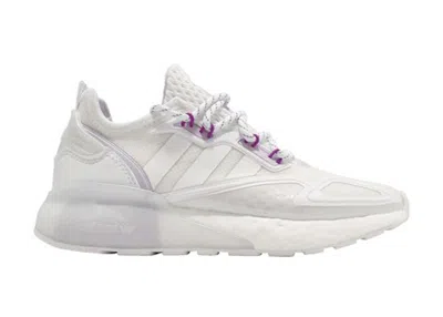 Pre-owned Adidas Originals Zx 2k Boost White (women's) Sneakers In Footwear White/purple Tint In Multi