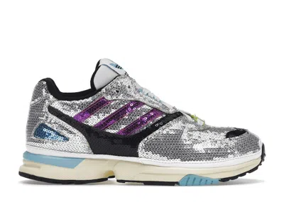 Pre-owned Adidas Originals Zx 4000 Glitter (women's) Sneakers In Silver/blue/purple