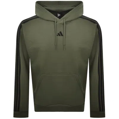 Adidas Sportswear 3 Stripe Hoodie Olive Green In Multi