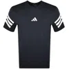 Adidas Sportswear 3 Stripes T Shirt Navy In Black