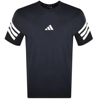 Adidas Sportswear 3 Stripes T Shirt Navy In Black