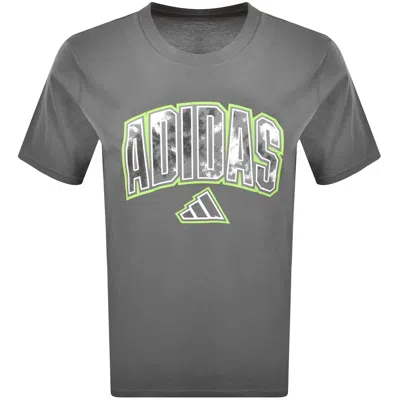 Adidas Sportswear Camo Script T Shirt Grey In Gray